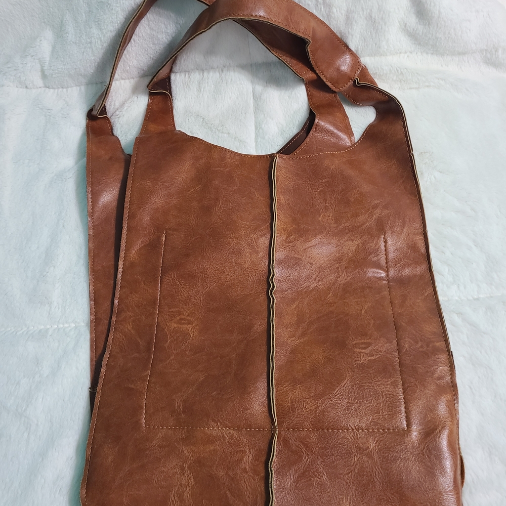 Elegant Brown Faux  Leather Women's Travel Bag